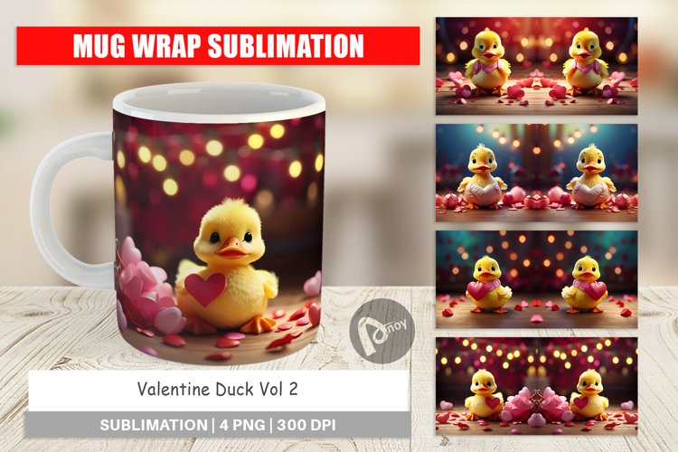 Mug sublimation design Valentine Duck