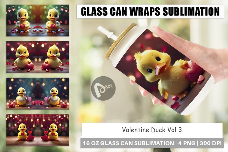 Glass Can Wraps Valentine Duck