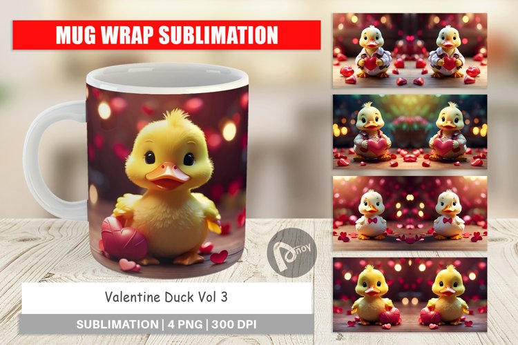 Mug sublimation design Valentine Duck