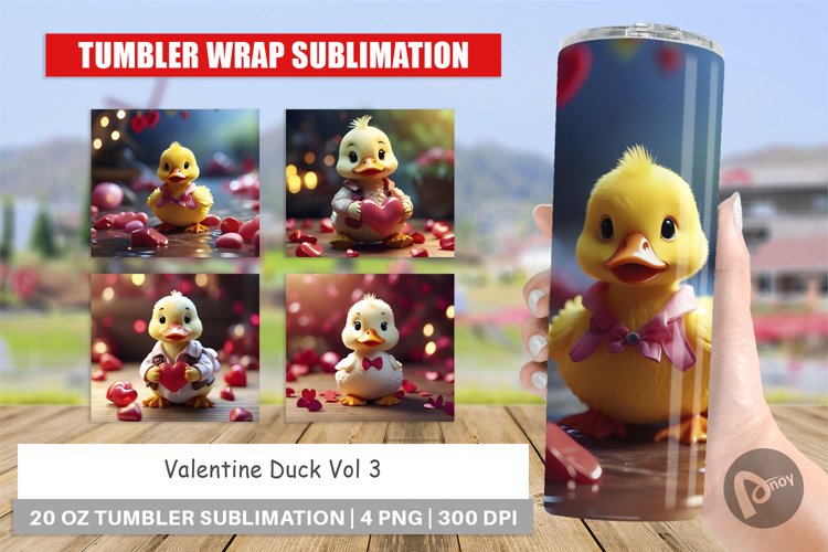Tumbler Sublimation Wrap Valentine Duck