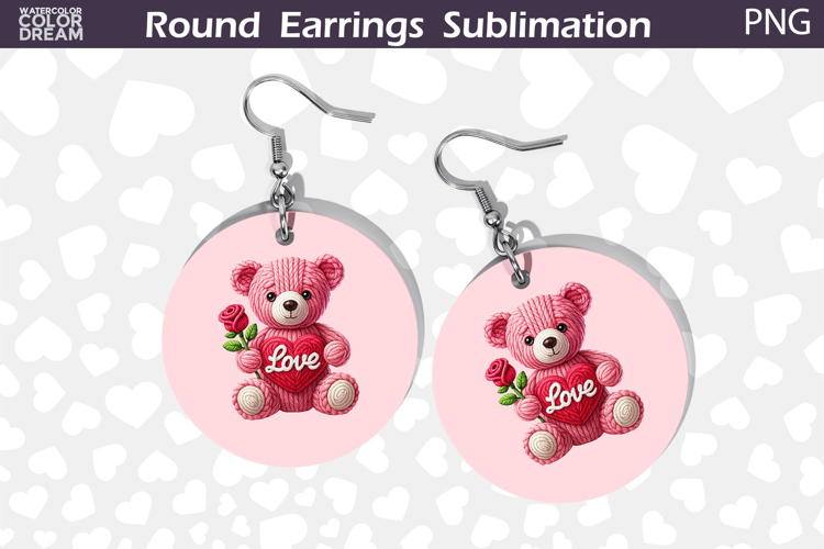 Cute Bear Love Earrings | Valentine Round Earrings