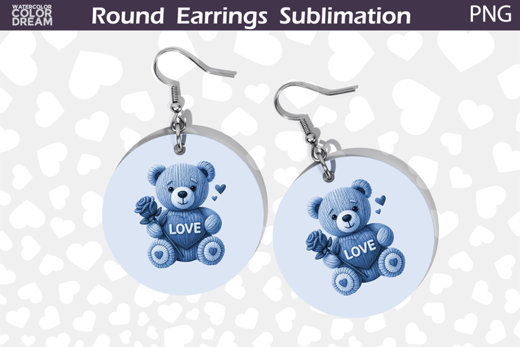 Cute Bear Love Earrings | Valentine Round Earrings