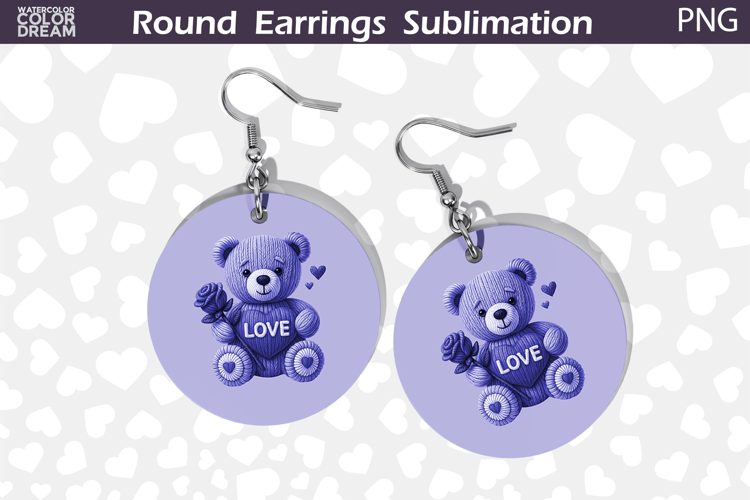 Cute Bear Love Earrings | Valentine Round Earrings