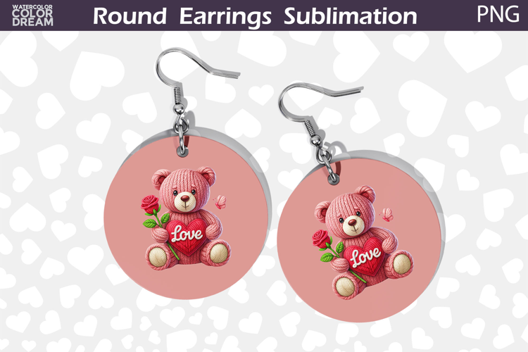 Cute Bear Love Earrings | Valentine Round Earrings