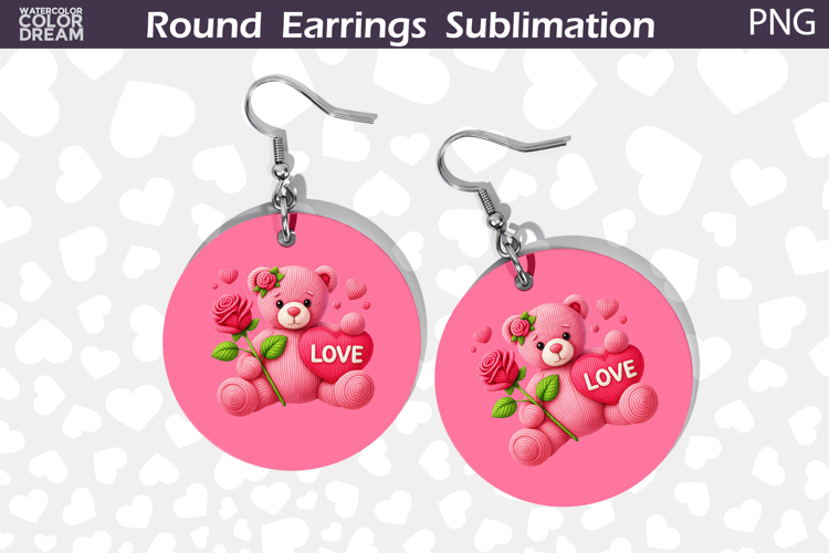 Cute Bear Love Earrings | Valentine Round Earrings