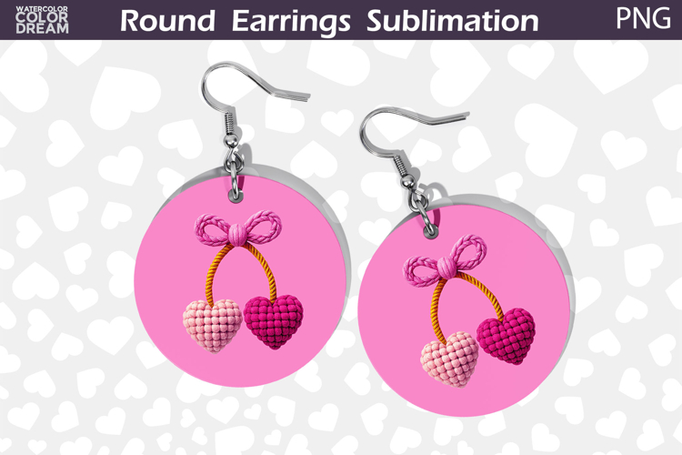 Cherry Heart Round Earrings | Valentine Round Earrings