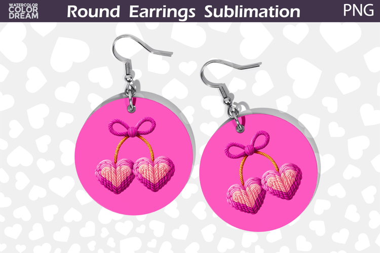 Cherry Heart Round Earrings | Valentine Round Earrings