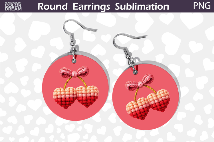 Cherry Heart Round Earrings | Valentine Round Earrings