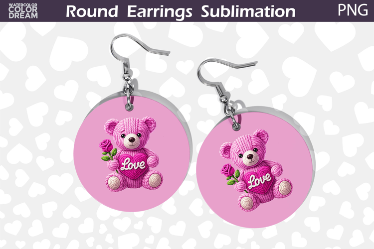 Cute Bear Love Earrings | Valentine Round Earrings