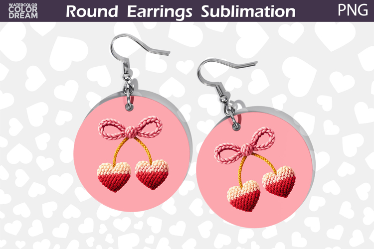 Cherry Heart Round Earrings | Valentine Round Earrings