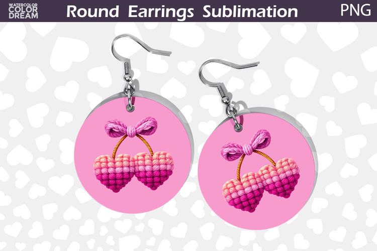 Cherry Heart Round Earrings | Valentine Round Earrings