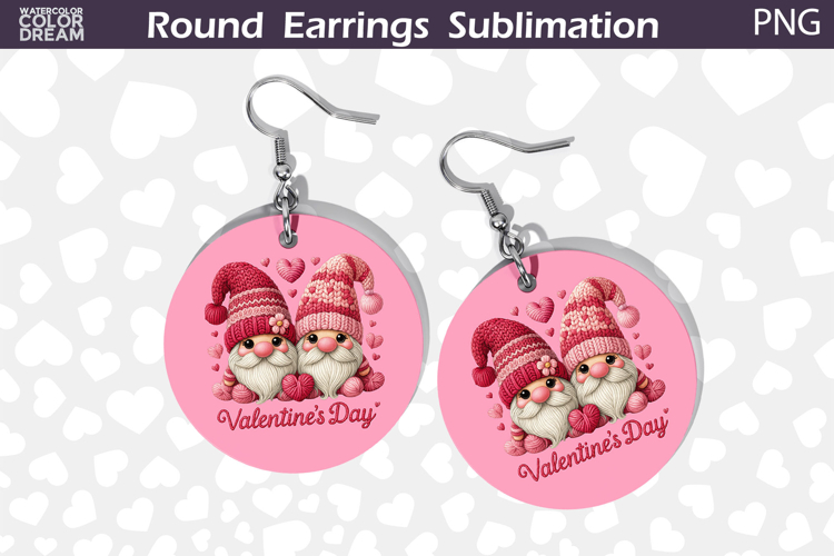 Couple Gnomes Round Earrings | Dinosaur Valentine Earrings