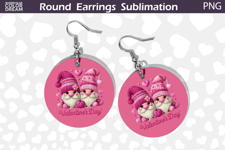 Couple Gnomes Round Earrings | Dinosaur Valentine Earrings