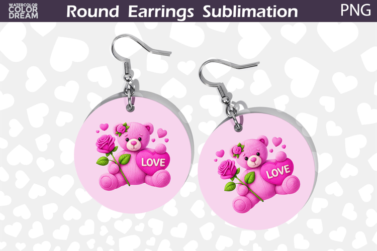 Cute Bear Love Earrings | Valentine Round Earrings