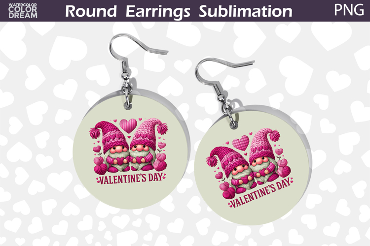 Couple Gnomes Round Earrings | Dinosaur Valentine Earrings