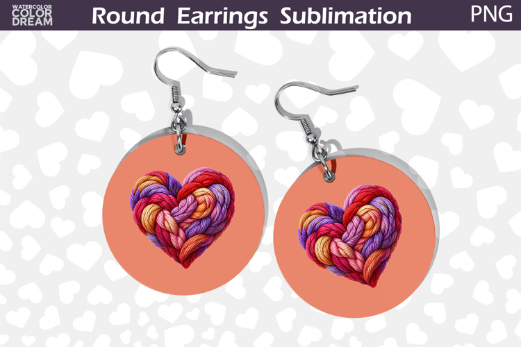 Heart Latch Hook Round Earrings | Heart Valentine Earrings