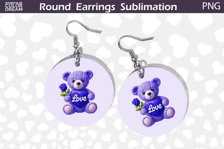 Cute Bear Love Earrings | Valentine Round Earrings example image 1