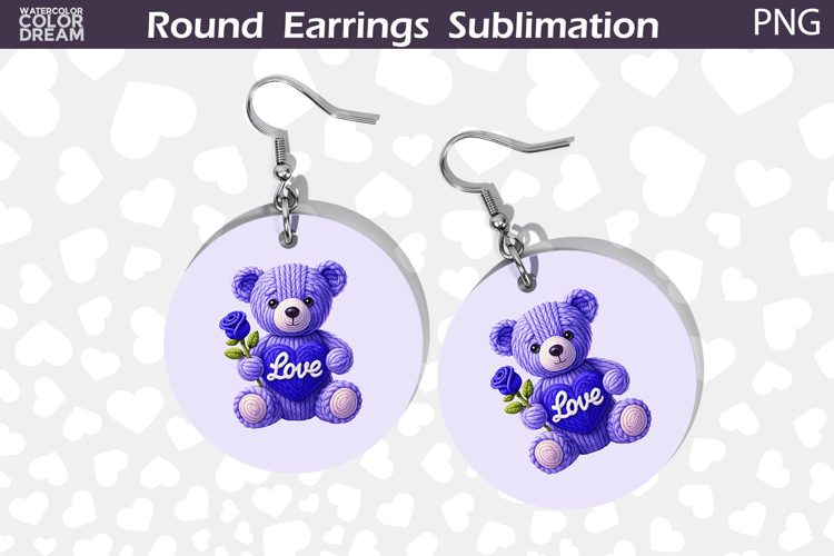 Cute Bear Love Earrings | Valentine Round Earrings