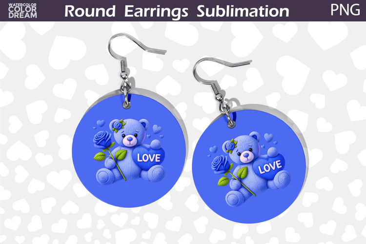 Cute Bear Love Earrings | Valentine Round Earrings