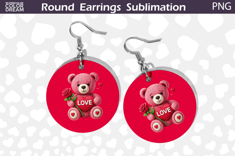 Cute Bear Love Earrings | Valentine Round Earrings