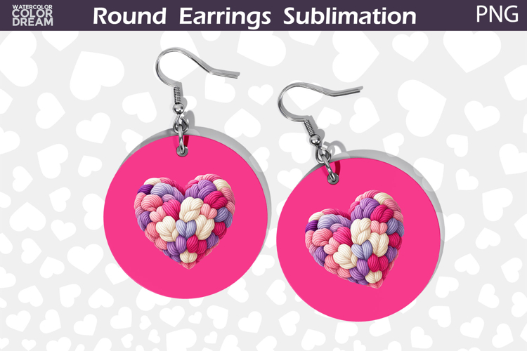 Heart Latch Hook Round Earrings | Heart Valentine Earrings