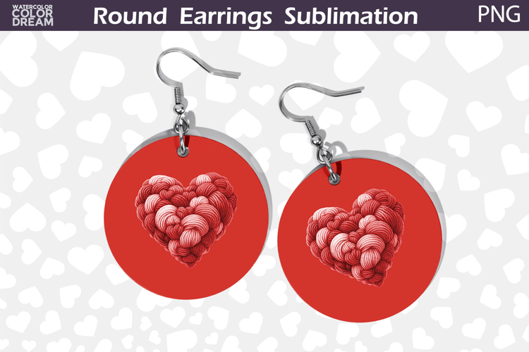 Heart Latch Hook Round Earrings | Heart Valentine Earrings