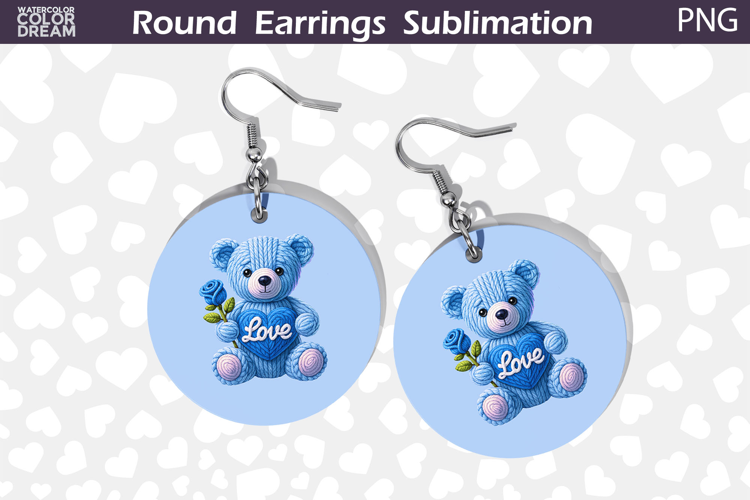 Cute Bear Love Earrings | Valentine Round Earrings