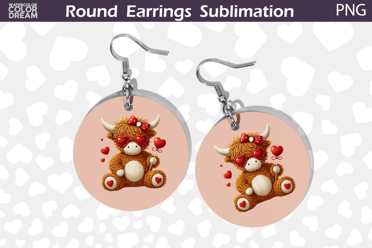 Highland Cow Round Earrings | Valentine Earrings