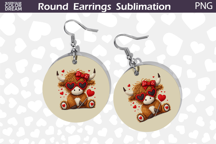 Highland Cow Round Earrings | Valentine Earrings