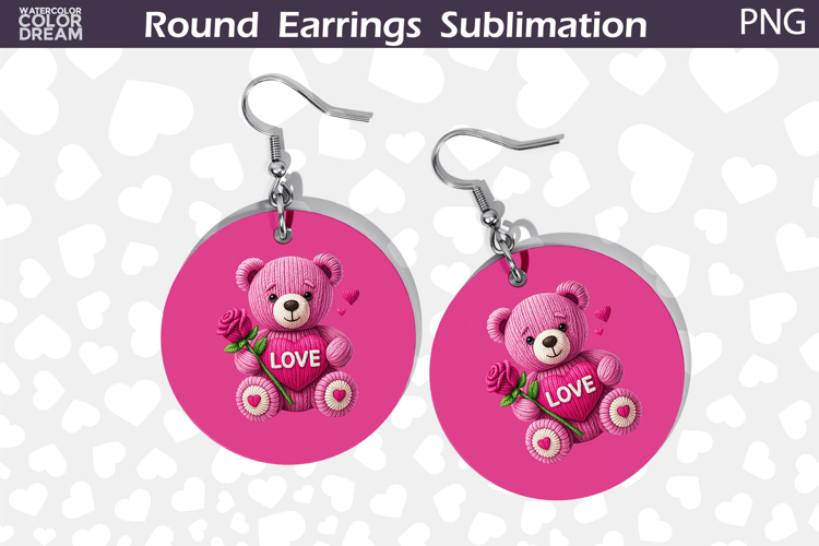Cute Bear Love Earrings | Valentine Round Earrings