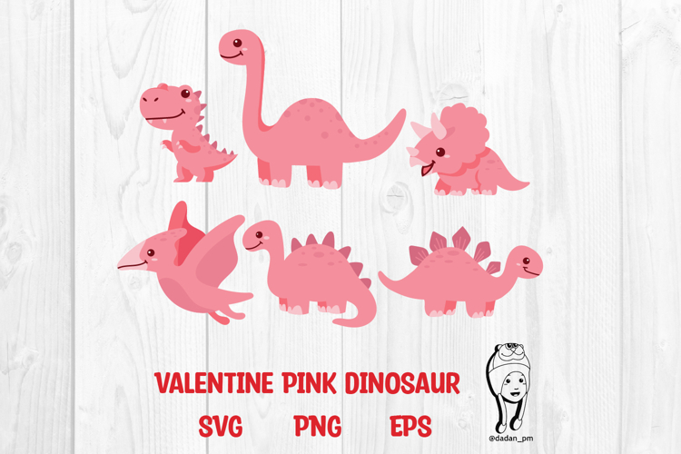 Valentine dinosaur pink