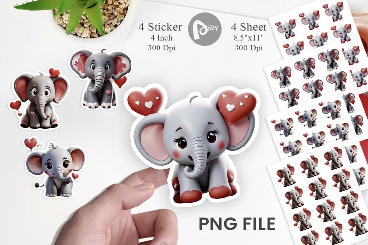Valentine Elephant Sticker