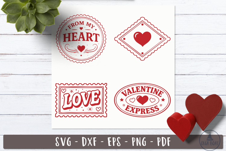 Valentine Express Love Stamps SVG Postage design