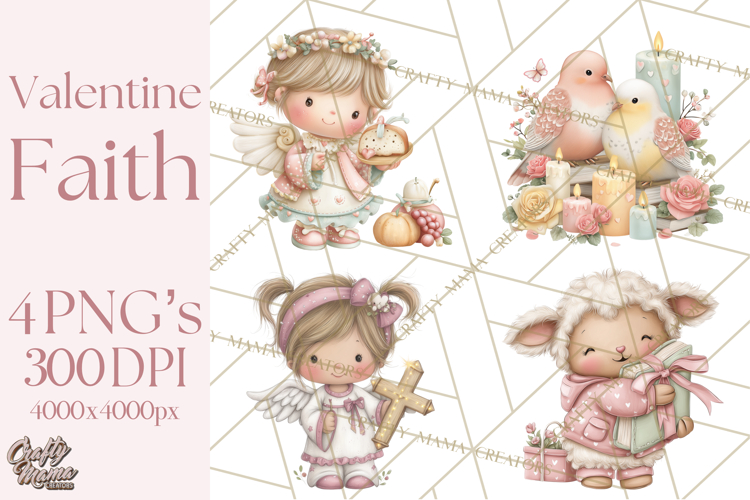 Christian Faith Clipart PNG, Angels Doves Lambs With Crosses