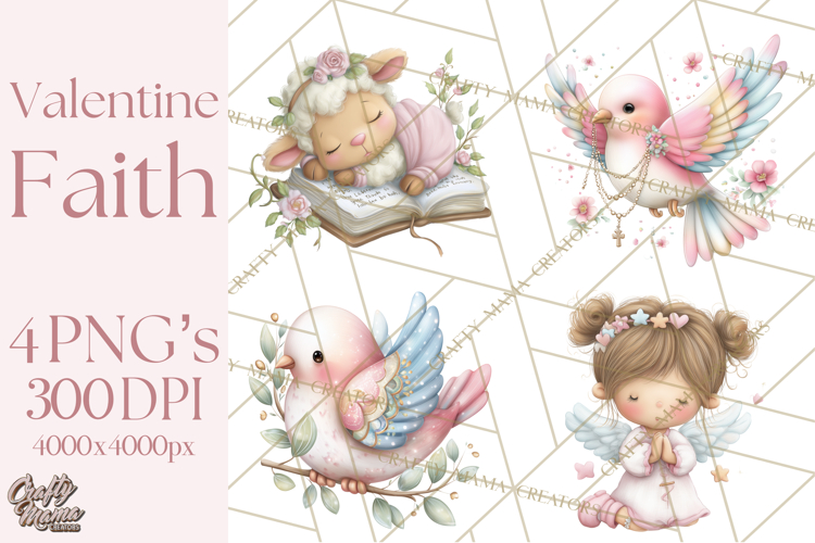 Christian Faith Clipart PNG, Angels Doves Lambs With Crosses