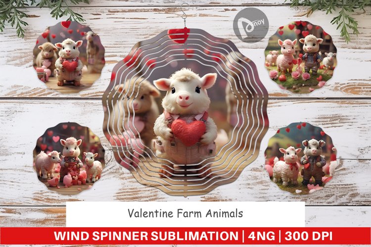 Wind Spinner Valentine Farm Animals
