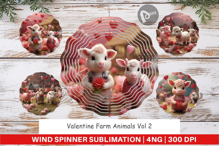 Wind Spinner Valentine Farm Animals