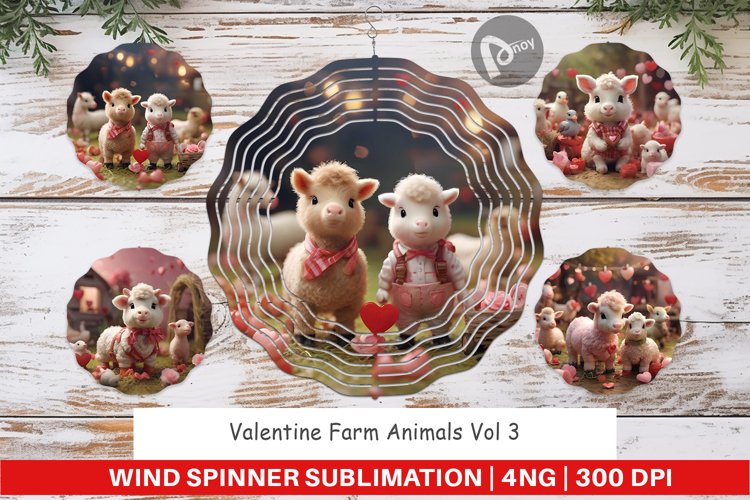 Wind Spinner Valentine Farm Animals