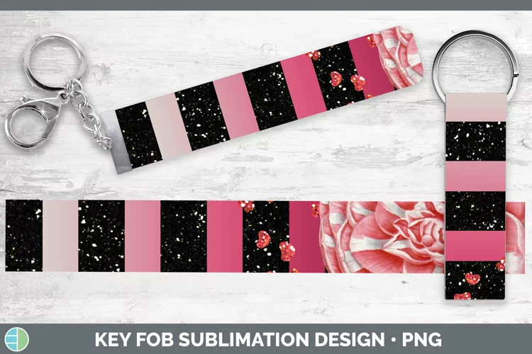 Valentine Floral Key Fob Sublimation Wristlet Designs