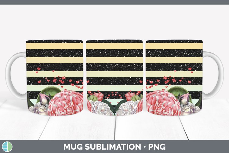 Valentine Floral Mug Wrap Sublimation Coffee Cup Designs