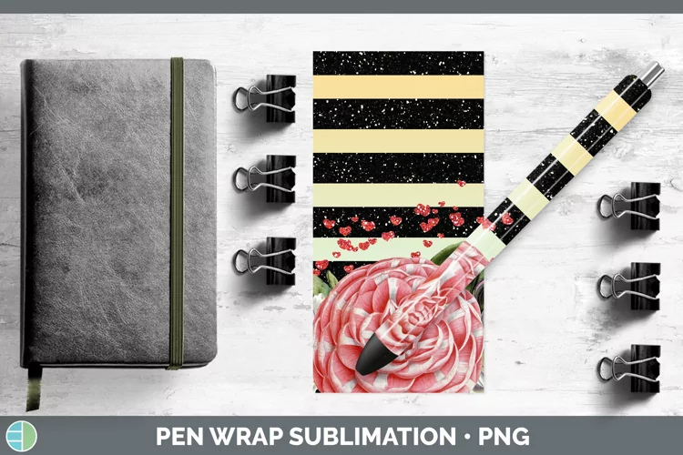 Valentine Floral Pen Wrap Sublimation Pen Designs