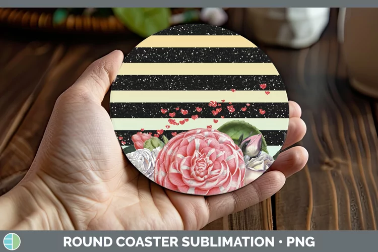 Valentine Floral Round Coaster Sublimation Coaster Designs