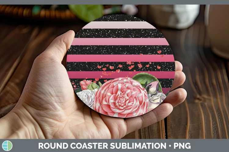 Valentine Floral Round Coaster Sublimation Coaster Designs