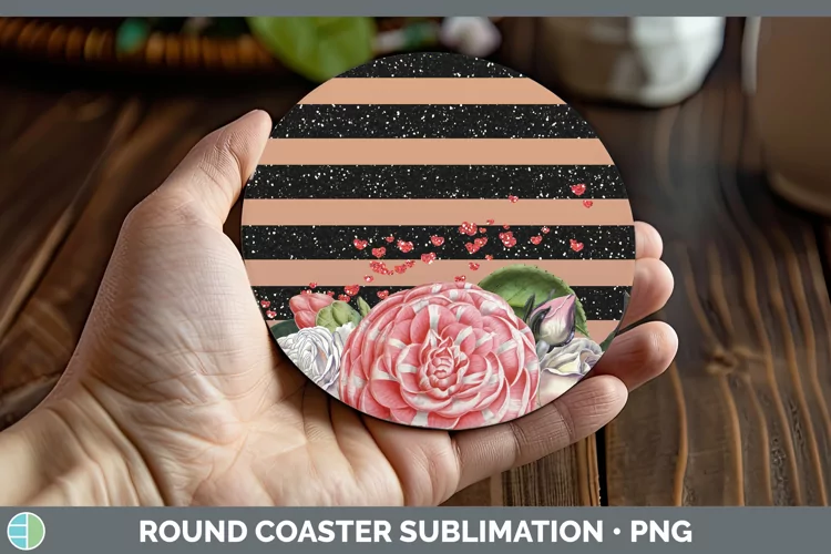 Valentine Floral Round Coaster Sublimation Coaster Designs