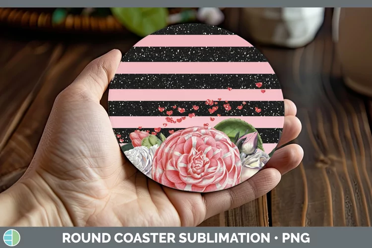 Valentine Floral Round Coaster Sublimation Coaster Designs