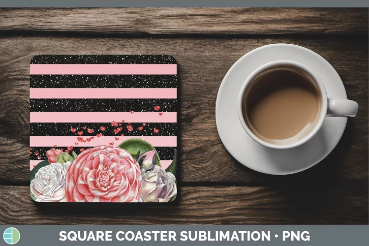 Valentine Floral Square Coaster Sublimation Coaster Designs