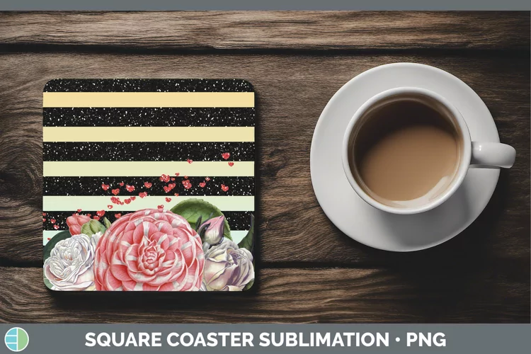 Valentine Floral Square Coaster Sublimation Coaster Designs