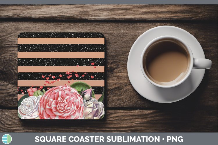 Valentine Floral Square Coaster Sublimation Coaster Designs