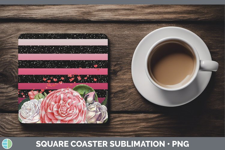 Valentine Floral Square Coaster Sublimation Coaster Designs