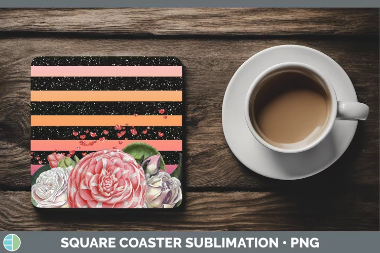 Valentine Floral Square Coaster Sublimation Coaster Designs